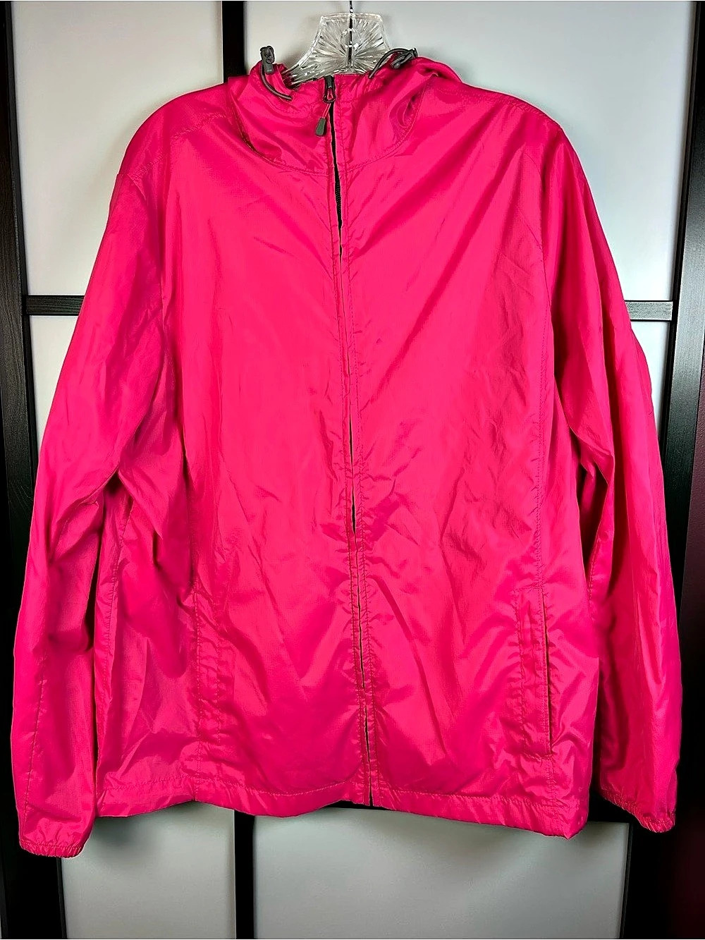 Lands' End Pink Hooded Windbreaker Jacket XL Like New